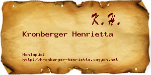 Kronberger Henrietta névjegykártya